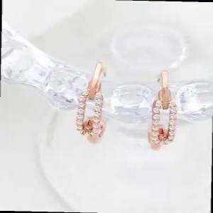 14K 골드필드 핀 큐빅 로즈골드 클립 원터치링 귀걸이