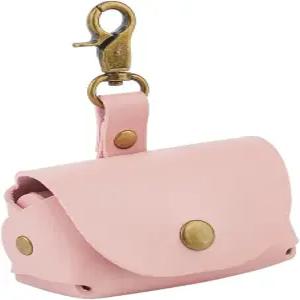 슈퍼피딩 핑크 강아지 링 베어러 PU 가죽 베개 박스 반려동물 목걸이 결혼 반지 파우치 홀더 프로포즈 약혼