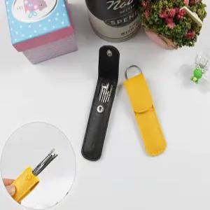 기타건강관리용품 여행용 휴대용 귀이개 세트 6종 스텐 귀파개 가죽 케이스