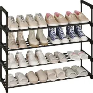 칼무티 4단 신발장 대용량 20켤레 신발 보관 정리함 입구 복도 검은색을 위한 스태커블 와이드 선반