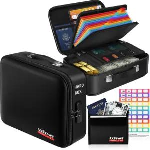 자물쇠가 있는 방화 문서 상자 하드 케이스 다층 방수 금고 파일 정리 가방 중요 문서용 소액 봉투 여권