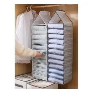 [생활] 옷장행거 칸막이 수납 포켓 벽걸이 접이식 12칸 월 바구니 방문 문행거