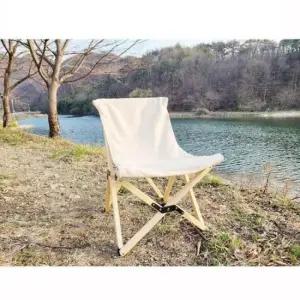 [생활] 캠핑 원목 우드 로우체어 아이보리