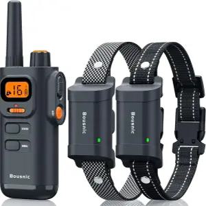 리모컨이 있는 Bousnic 개 훈련 목걸이 - 4000피트 방수 충격 대형 중형 소형견 충전식 E 2개 비프 진동