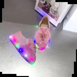여아이쁜신발 (아동화) 여아 LED 반짝이 공주 운동화 유아 아기 불빛 슬립온 신발