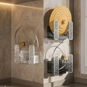 무타공 도마 거치대 부착식 냄비 뚜껑 거치대 냄비 뚜껑걸이 WFJIVIE