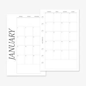 메이 페이퍼 CO. 2026 프랭클린 코비 컴팩트 클래식 월간 플래너 리필 6개의 링 의제 4.25 x 6.75 (연속 월