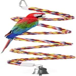 63인치 버드 로프 퍼치 버드케이지 스윙 장난감 100 면 내추럴 펙/츄잉 빈티지 벨 클라이밍 스탠딩 번지