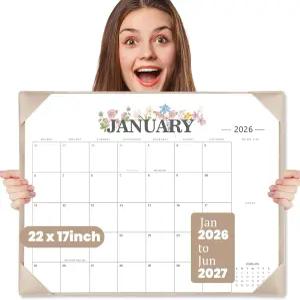 2026 데스크 캘린더 - 18개월 캘린더(2026년 1월~2027년 6월) 가정 및 사무실 플로럴 패드 캘린더가 포함된