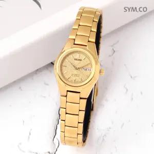 세이코5 SYMC18K1 오토매틱 골드톤 라운드 캐쥬얼 정장 여자 메탈 시계 d