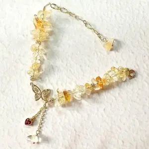 (선택 H34 황수정 빛나는나비 행운팔찌)ToB H34 황수정 빛나는나비 행운팔찌 원석팔찌 소원팔찌