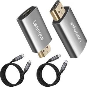 2팩 액티브 USB C-HDMI 어댑터(USB 비디오 케이블 포함) 단방향 타입-C 여성형(소스)-HDMI