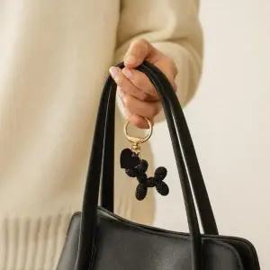 고급 반짝이 강아지 키링 여성 자동차 키링 열쇠고리