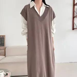 H스타일 OP)니트롱조끼원피스 봄 간절기 원피스 OPS 데일리 데이트룩 홈웨어