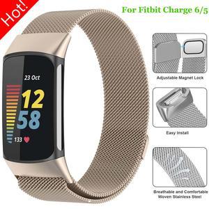 Fitbit Charge6 5 밴드 교체 손목 스테인레스 스틸 마그네틱 팔찌 스트랩 루프 밀라노 용 새 Charge5