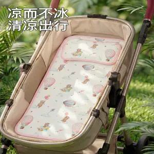 유모차 시트 매트 패드 커버  유모차용 눕는 여름철 쿨링 요람형 범용 아이스 실크 A급 및 등받이 쿠션