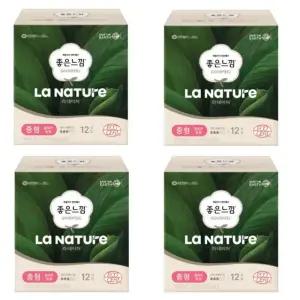 좋은느낌 생리대 라네이처 울트라 슬림 중형 12매 X 4