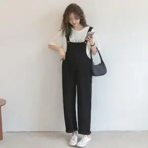 [에이치플러스몰]멜빵 바지 임부복 와이드 임산부 캐주얼 팬츠