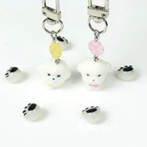 행운 말티푸 키링 키홀더 말티즈 미니 강아지 열쇠고리 네잎크로버