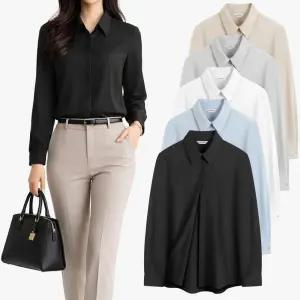 여성 셔츠 쉬폰 블라우스 링클프리 구김없는 정장 면접 남방셔츠 와이셔츠 오피스룩 여자 빅사이즈 44~99