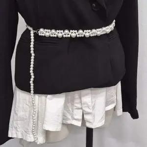 진주 체인 허리띠 여성용 드레스 원피스 자켓 장식 벨트