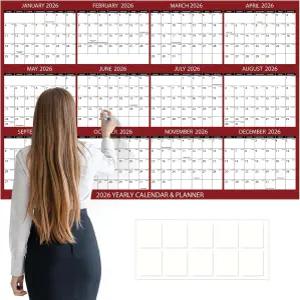 gisgfim 55 x 37인치 빅 어시드 캘린더 2026 벽 대형 사이즈 습식 및 건식 지우기 라미네이트 12개월 연간