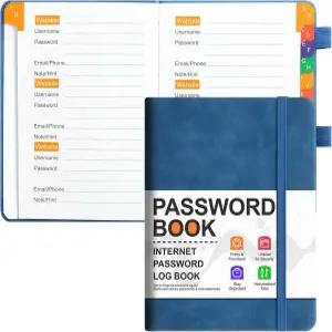 알파벳 탭이 있는 카펜다 비밀번호부 웹사이트 로그인 주소록 포켓 사이즈 6.1인치 x 4.9인치 PU 가죽