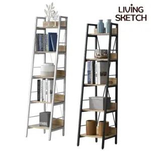 아이디 사다리 선반 슬림 5단 책장 서재 거실 인테리어 철제책장