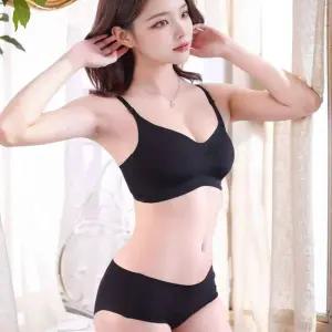 여성 이너웨어 노와이어 심리스 3단 후크 노라인 브라 팬티 세트 (4color)