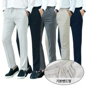 남자 링클프리 스판 빅사이즈 9부10부 기본밴딩슬랙스