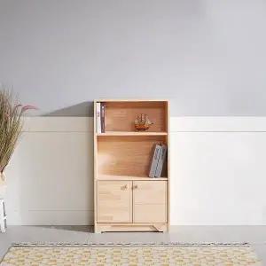 E151 미송원목 3단 도어책장 600 1color