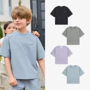 [디스커버리키즈](김해점)(정상가 49000원)키즈 프레시벤트 경량 우븐 스몰로고 트레이닝 반팔티셔츠 DK...