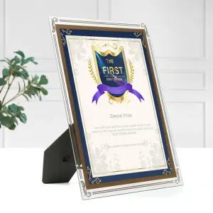 크리스탈 유리 상장액자 A4 골드/A4액자/탁상액자/상장보관/상장프레임/책상액자/신고증액자/탁상용