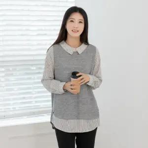 엄마옷 마담4060 니트레이어드블라우스 마담옷 -ZBL2501011-