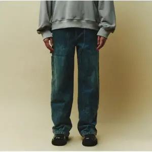 [롯데백화점]플랙 남성 스텝 T53 카펜터  멜빵 와이드 중청 데님 팬츠 (PJTH5STT535)