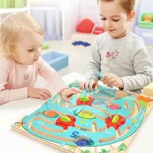 탑브라이트 악어미로 자석퍼즐 원목 미로찾기 자석놀이 구슬놀이 기어 회전 소근육발달 장난감