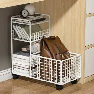 책상 밑 수납 간이 흰색 책장 책상밑 선반 수납선반 2단 틈새 책꽂이 골드 더블 레이어 한