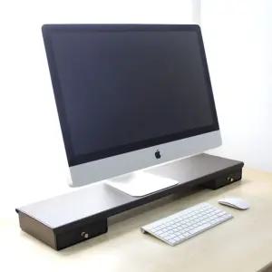 아리아라 VIP 가죽 메탈 듀얼 모니터 받침/모니터다이/모니터받침대/책상/키보드수납/키보드/가죽받침대