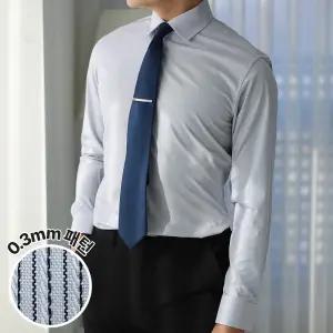 (어셔츠) 핀 스트라이프 남자 스판 드레스 정장 와이셔츠