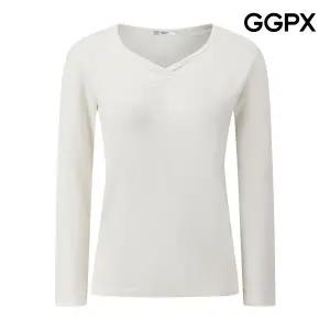 [GGPX] 셔링 V넥 스프링 티셔츠 (GQ1TS007F)