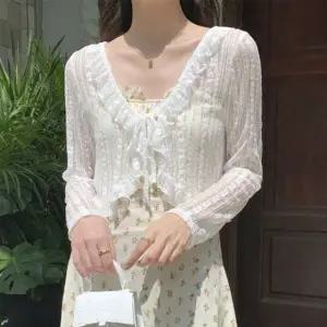 은창)플라워 프릴 매듭 망사 가디건 여름 봄 비치