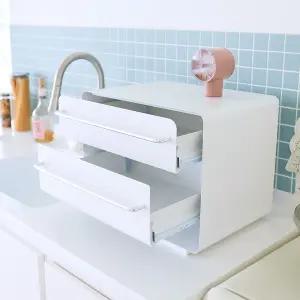 S010046 블랑 다용도 2단서랍 슬라이드 철제 수납함