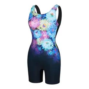 [레노마수영복]여성 네온플라워 올인원컵 U백 3부 반신수영복 블랙 RN-LS2G563-BK