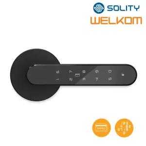 솔리티 웰콤 ART L20 블랙 목문용 카드키2개 비밀번호 무타공 디지털 도어락 방문 손잡이 핸들 번호키 판넬문 나무문 비상전원 에티켓기능 음량조절(무음포함 4단계) 백세트조절가능