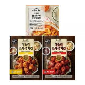 애슐리 치킨떡볶이 세트 쏘사삭 치킨 2종간장벌꿀1+고추마늘1+로제떡볶이1