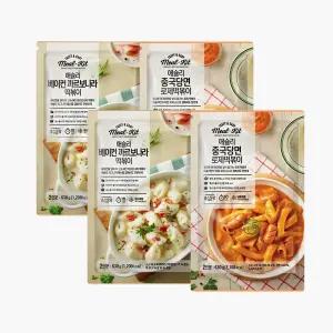 애슐리 홈스토랑 베이컨 까르보나라 떡볶이 2팩+중국당면 로제 2팩