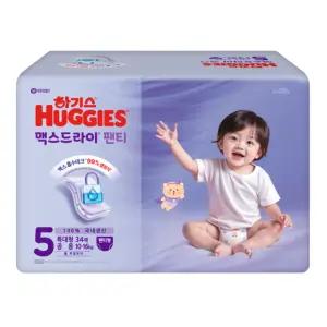 하기스 맥스드라이 팬티 5단계 공용 특대형 34매