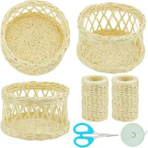 위비디 부활절 바구니 만들기 키트 초보 베이지 직조 테이프 측정 로프 코일 마크라메 보관 용품 꽃바구니