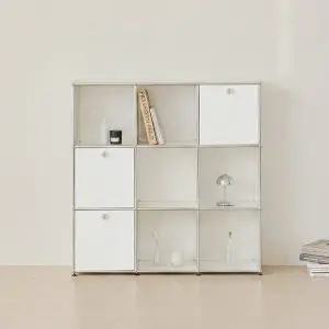 [포스트모던] 발렌 3X3 미드센츄리 모듈 책장 1200 3단 C3 (3도어)