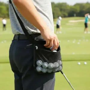 (색상 공 보관 주머니 힙색 블랙)싸더라 테니스공 골프공 탁구공 망사 파우치 허리벨트 조절 가능 주머니